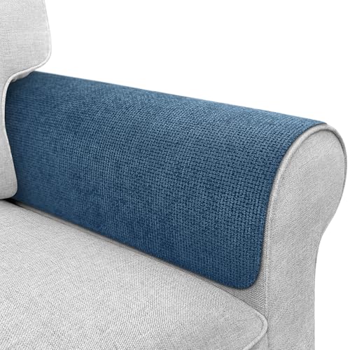 Couch Arm Covers, Sofa Arm Covers, Waterproof Armrest Cover for Sofa, Loveseat, Armchair, Anti-Slip Recliner Arm Cover, Headrest Cover, Arm Chair Covers Set of 2 (Navy Blue, 22"×18") - color: Navy Blue, size: 22" x 18" - 2 pcs