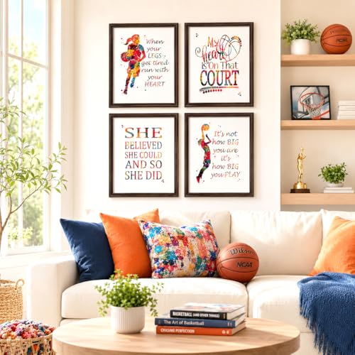 Watercolor Basketball Player Girl Athlete Illustration Art Print Set for Girl's Bedroom Motivation, Playroom Energy Boost, Locker Team Spirit, Young Hoopster Surprises, Aspiring Guard Tokens, Team Leader Honors, Coach Appreciation Gifts, Birthday Slam Dun