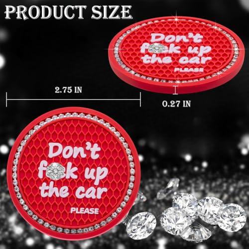2PCS Bling Crystal Rhinestone Cup Holder Coaster – 2.75 Inch Anti-Slip Auto Insert Cup Coaster – Sparkling Interior Decor Accessories for Cars & Vehicles (Red & White) - color: Alphabet Red & White, size: 2 pcs