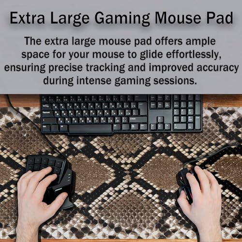 Gaming Mouse Pad Desk Accessories Kit, Keyboard Pad Big Mouse Pads, Desktop Computer Mat Non-Slip Rubber Base Waterproof with Stitched Edges, 35.4 X 15.7 inch for Work/Game/Office/Home - color: Snake Skin Texture