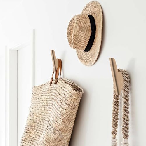 Wood Wall Hooks 4 Pack Coat Hooks Wall Mount Natural Wooden Hooks for Hanging Hat, Bag, Backpack, Rustic Coat Hooks for Wall, Wood Towel Hooks for Bathrooms and Entryway Hooks - color: Beech