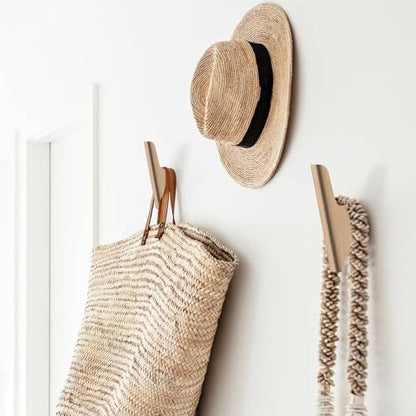 Wood Wall Hooks 4 Pack Coat Hooks Wall Mount Natural Wooden Hooks for Hanging Hat, Bag, Backpack, Rustic Coat Hooks for Wall, Wood Towel Hooks for Bathrooms and Entryway Hooks - color: Beech