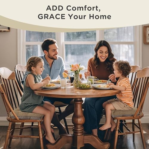 AddGrace Chair Cushions for Dining Chairs Set of 1 Kitchen Seat Cushions with Ties and Non Slip Backing Tufted Indoor Seat Pad for Kitchen Dining Room 18" x 17" x 3" Light Brown - color: Light Brown