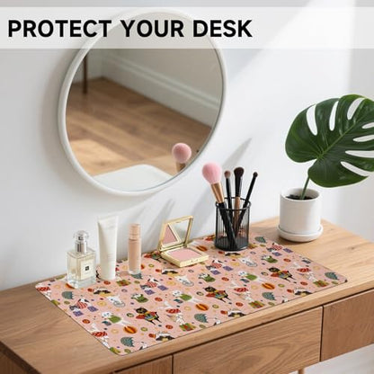 AUPET PU Leather Desk Pad Protector Blotter, Animal 35 x 17in Large Mouse Pad,Cute Office Desk Mat,Waterproof Non-Slip Desk Writing Drawing Pad for Office Home Game (Cute Cat Circus) - color: Cute Cat Circus