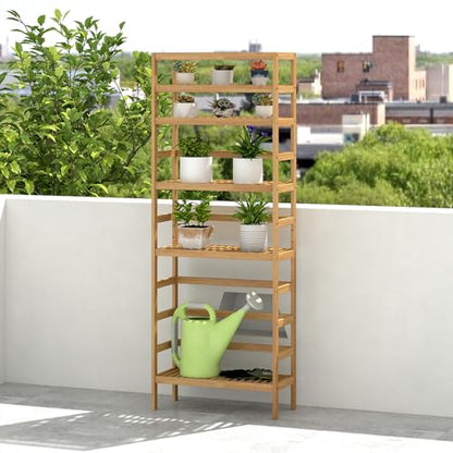 Bamboo Rack, Adjustable Bamboo Shelf, Stand Utility Storage Shelf Multifunctional Bathroom Kitchen Living Room Holder Plant Flower Stand (6-Tier) - size: 6-Tier-1