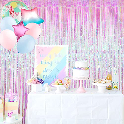 GOER 3.2 ft x 9.8 ft Metallic Tinsel Foil Fringe Curtains Party Photo Backdrop Party Streamers for Birthday,Graduation,New Year Eve Decorations Wedding Decor (1 Pack,Multicolor) - color: Multicolor, size: 1 Pack