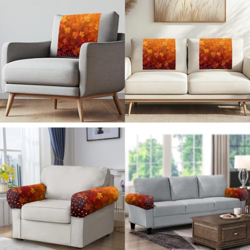 Maple Leaf Sofa Headrest Armrest Cover Set Non Slip Sofa Covers Furniture Slipcovers Soft Breathable Couch Headrest Protector Fade Resistant Print Head Protector Covers - color: Maple Leaf