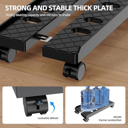 Adjustable Mobile CPU Stand, Ventilated Computer Tower Stand with 4 Caster Wheels Fits Most PC Tower, Under Desk CPU Holder PC Floor Cart Computer Riser for Gamers and Students (Large Black) - color: Large Black