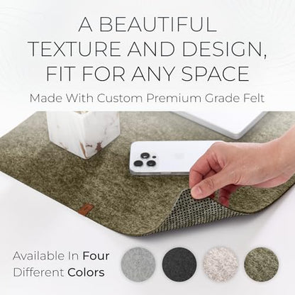 Nordik Large Felt Desk Mat – Timber Moss Green – 35 x 17 inch – Computer Desk Mat – Keyboard and Mouse Pad – Large Desktop Felt Pad - color: Timber Moss