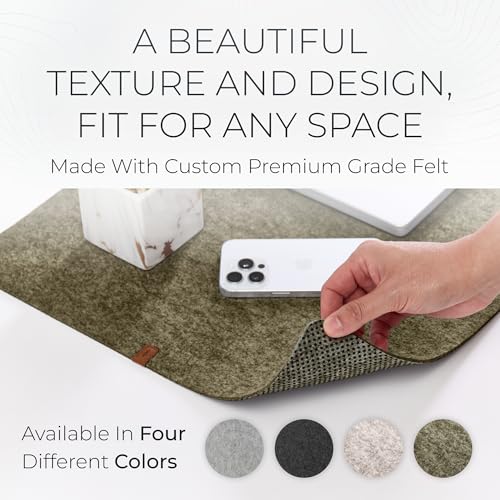 Nordik Large Felt Desk Mat – Timber Moss Green – 35 x 17 inch – Computer Desk Mat – Keyboard and Mouse Pad – Large Desktop Felt Pad - color: Timber Moss