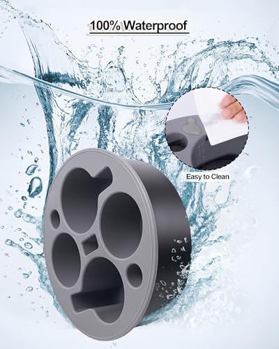 Couch Cup Holder Tray Round, Bonfixe 4-Cups Bedside Drink Holder for Elderly/Pregnancy, Stable Non-Spill Silicone Couch Caddy for Remote Control, Glasses‌, Snacks, Phones‌ (Black-Gray) - color: Black-gray