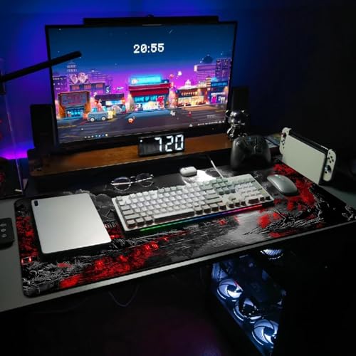 Extended Gaming Mouse Pad, Large Mouse Mat 3 mm Nature Rubber Base Mousepad with Stitched Edges, Non-Slip Desk Mat for Office Home Great Gift 31.5x11.8 Inch (Dark Canyon 6) - color: Dark Canyon 6