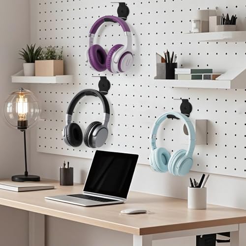 Magnetic Headphone Holder, Large Headset Hooks, Aluminum Headphone Hanger for Desk & Table, Headphone Mount Stand with Rubber Pad, Compatible with All Computer/Gaming Headsets (Black)