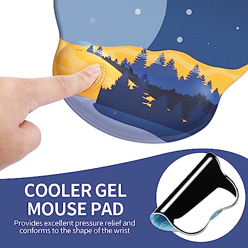 eulps Mouse Pad with Wrist Rest, Comfortable Computer Mousepad with Gel Wrist Support Smooth Surface and Non-Slip PU Base for Pain Relief, Laptop, Office & Home (Moon Night) - color: Moon Night