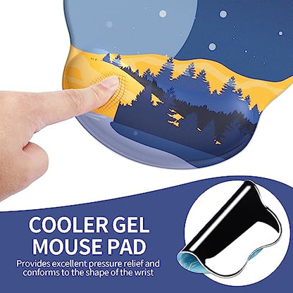 eulps Mouse Pad with Wrist Rest, Comfortable Computer Mousepad with Gel Wrist Support Smooth Surface and Non-Slip PU Base for Pain Relief, Laptop, Office & Home (Moon Night) - color: Moon Night