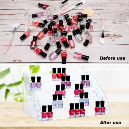 KINGROW Nail Polish Organizer Holder Rack 5 Layers Acrylic Display Rack Eyeglasses Shelf Essential Oils Ink Storage Holds Up to 80 (Fit 1-2oz Bottles) - size: 5 Layers