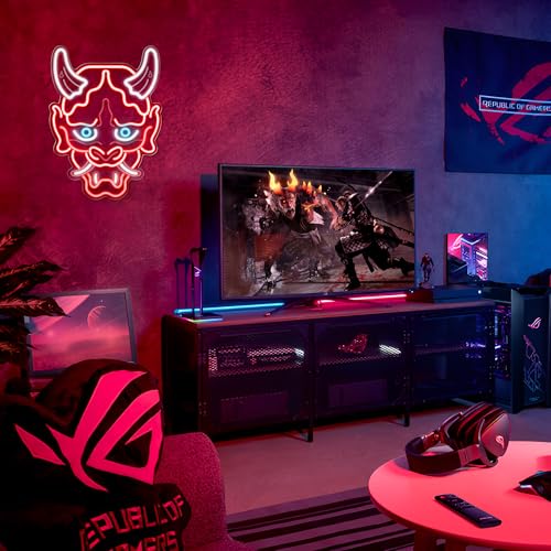 Kavaas Hannya Mask Neon Sign, Anime Japanese Neon Sign for Gamer Room Bar Tattoo Studio Decor | LED Oni Mask Neon Light for Bedroom Boys, Gaming Wall decor - Best Gamer Gifts for Teenage Boys, Christmas - color: Oni Mask_ONM