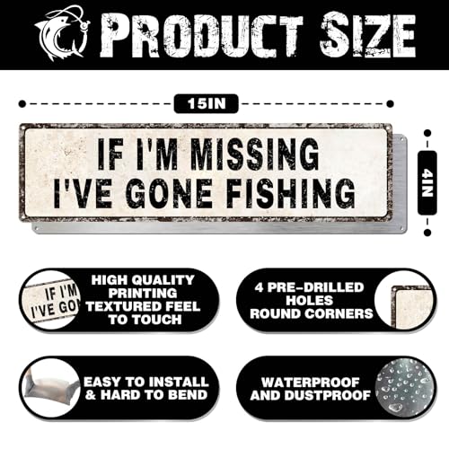 Gone Fishing Decor Lake House Sign Gear Funny Fish Gifts Wall Accessories | Birthday & Fathers Day & Christmas Gift | Cabin Dorm Home Room Bedroom | Fishing Accessories | Gear & Stuff - color: Fishing