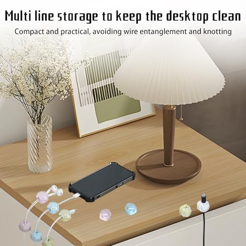 Magnetic Cable Organizer Set, 6 Pcs Easy Adhesion Desk & Wall Mount Holders for Mobile Phones and USB Cables, Perfect for Office, Kitchen, Car, and Bedside Use (Colour Mixture)