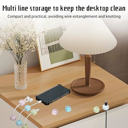 Magnetic Cable Organizer Set, 6 Pcs Easy Adhesion Desk & Wall Mount Holders for Mobile Phones and USB Cables, Perfect for Office, Kitchen, Car, and Bedside Use (Colour Mixture)