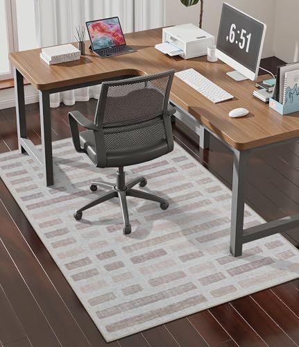 chakme Office Chair Mat for Hardwood Floor, 48"x36" Easy Glide Computer Desk Mat Protector for Rolling Chair Under Desk Rug Nonslip Backing, Machine Wash, (Plaid) - color: Dark Beige Plaid, size: 36"x48"