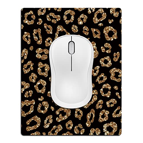 Small Mouse Pad Cute, Mini Mouse Pads for Wireless Mouse and Laptop, Travel Mousepads with Designs - Gold Glitter Leopard, Portable Mousepad 5.5 x 7 Inch, Kawaii Desk Decor for Women - color: Glitter leopard, size: 7L x 5.5W inches