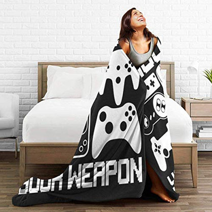 Your Weapon Gamer Gaming Gifts Blankets Ultra Soft Flannel Throw Blankets for Living Room Decor Bedroom Couch Sofa Chair Office Car 50"x40"