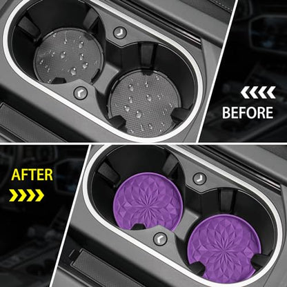 ME.FAN Car Coasters for Cup Holders [4 Pack] - 2.75In Silicone Auto Mug Mats - Universal Non-Slip Recessed Car Interior AccessoriesDeep Purple - color: 4pack-deep Purple