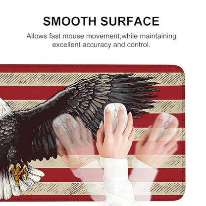 Mouse Pad, Large Anti-Slip with Stitched Edges Desk Mat Desktop Laptop Computer Desk Keyboard Mat,Table Protector Blotter Mat (Eagle Flag, 31.5" x 11.8") - color: Eagle Flag, size: 31.5" x 11.8"