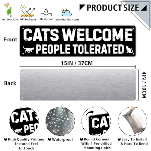 Black Cat Gifts for Women People Who Love Cats Mom Funny Wall Gothic Decor | Halloween Decorations & Christmas Gift | Orange Siamese Tuxedo Cat | Indoor Outdoor Farmhouse Home Decor | Women & Men Dad - color: CATS WELLCOM