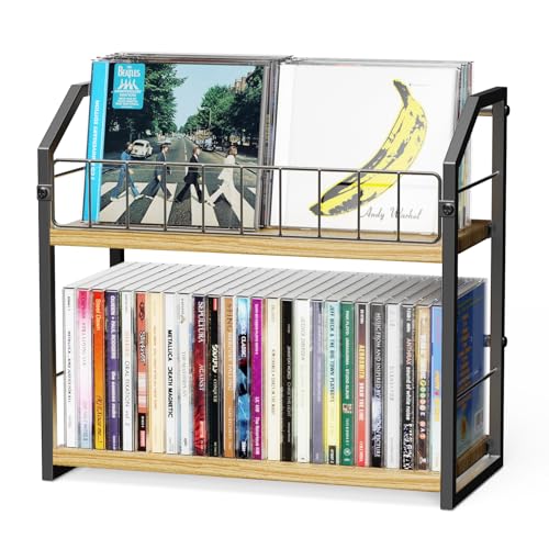 2-Tier CD Holder, CD Storage Shelf for Display, CD Organizer with Dispay Top Shelf, Premium CD Rack for Home & Office, Holds Up to 60 Standard, Ideal for Music Enthusiasts (Yellow) - color: Yellow, style: 1 Pack