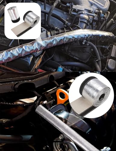 Wire Heat Shield Heat Shroud Sleeve Heat Shield Automotive Fuel Line Wire Heat Sleeve for Ultimate Heat Protection Hose Wire Sleeving,with 10PCS Stainless Steel Cable Metal Ties(2.2"IDx3.3FT - size: 2.2"IDx3.3F