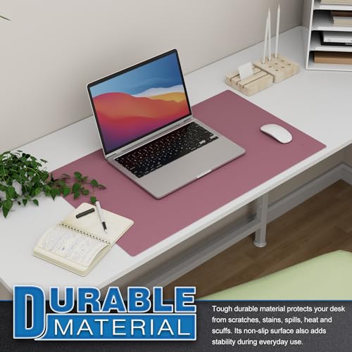 K KNODEL Small Office Leather Desk Mat, Mouse and Keyboard Pad, Computer and Laptop Mat, Desktop Protector and Cover, Writing Pad and Blotter (23.6"x13.8", Purple) - color: Purple, size: 23.6" x 13.8"