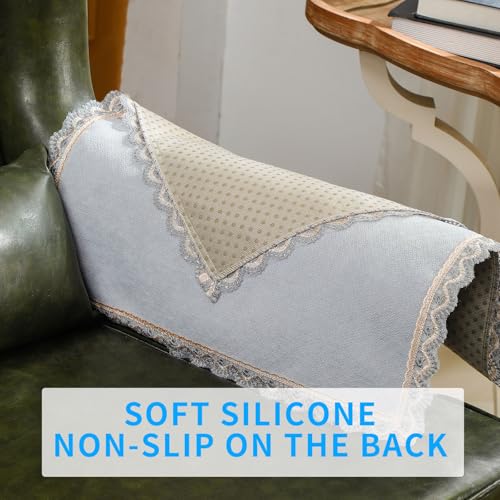 MINJIATEX Couch arm Covers,Non-Slip lace Sofa arm Covers Set of 2 Washable Sofa armrests Cover for Living Room Recliner Chair arm Cover Protectors for Leather armrest (YC-Light Gray) - color: Yc-light Gray
