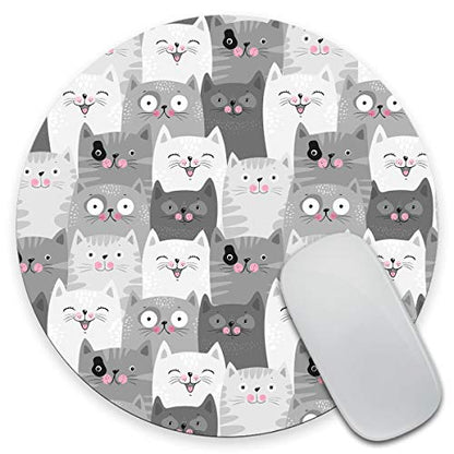 Funny Grey Cats Customized Round Non-Slip Rubber Mousepad Gaming Mouse Pad 7.9"X7.9" inch - color: Amr03