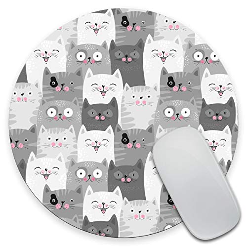 Funny Grey Cats Customized Round Non-Slip Rubber Mousepad Gaming Mouse Pad 7.9"X7.9" inch - color: Amr03