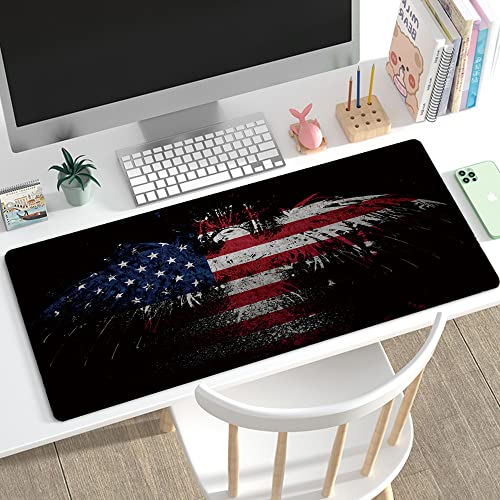 31.5x11.8 Inch Non-Slip Long Extended Large Gaming Mouse Pad with Stitched Edges XL Laptops Keyboard Mouse Mat(USA Eagle) - color: USA Eagle