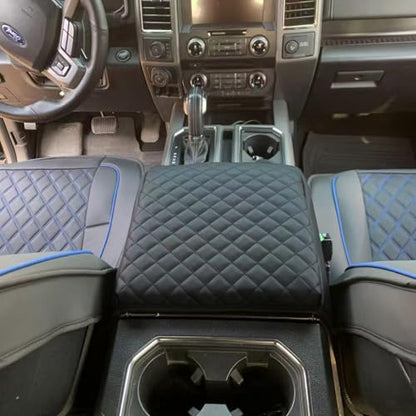Zxiaochun Center Console Cover for Ford F150 2015-2020, F250 F350 F450 2017-2022 and Expedition 2018-2024 Leather Arm Rest Box Lid Middle Console Cover Armrest Box Protective Cover(Bucket Seat Only) - color: Bucket Seat Console
