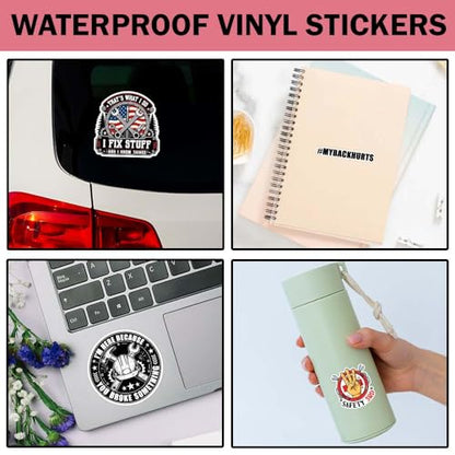 SODAVA (15Pcs, 3in) Mechanic Sticker Pack, Funny Hard Hat and Toolbox Stickers, Auto Repair Garage Decals, Welder Construction Worker Waterproof Vinyl Stickers for Laptop Water Bottle Helmet - color: Mechanic