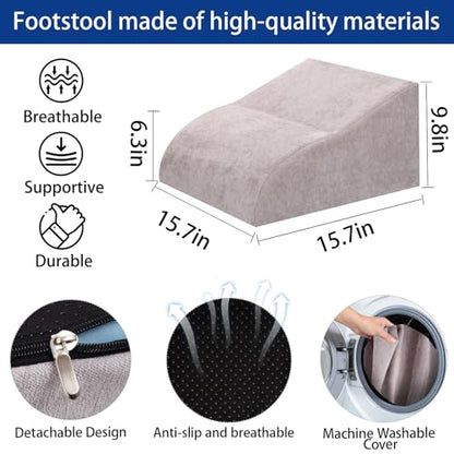 Foot Rest for Under Desk at Work, Ergonomic Under Desk Footrest with Washable Cover for Office, Home & Gaming Leg Elevation Pillow Light Gray - color: J-light Gray