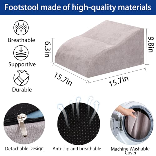 Foot Rest for Under Desk at Work, Ergonomic Under Desk Footrest with Washable Cover for Office, Home & Gaming Leg Elevation Pillow Light Gray - color: J-light Gray