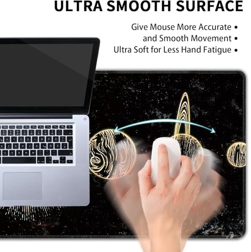 Galaxy Planet Large Mouse Pad,Gaming Keyboard Desk Pad,Extended Mouse Mat Non-Slip Rubber Base with Stitched Edges for Office Game Home XL 31.5"x11.8" - color: Galaxy Planet, size: 31.5L x 11.8W inches