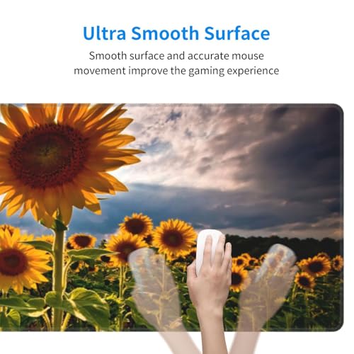 Nature Sunflowers Mouse Pad Large Gaming Mousepad Non-Slip Rubber Base Keyboard Mouse Mat for Laptop Keyboard Desktop 31.5 x 11.8 inch - color: Nature Sunflowers