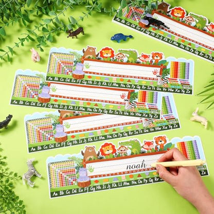 Pajean 25 Pcs Classroom Name Plate Animal Desk Nameplate Traditional Manuscript Name Plates Farm Animals Nameplate for Student Teaching Supplies Cubbies Desks Locker Labels School Decor