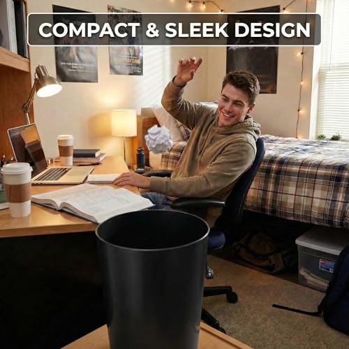 Mini Waste Basket - Durable Small Plastic Garbage Trash Can Bin - Lidless Open-Top, Slim Profile for Compact Spaces - Suitable for Home, Bathroom, Office, Bedroom, Kitchen and More, Black - color: Black