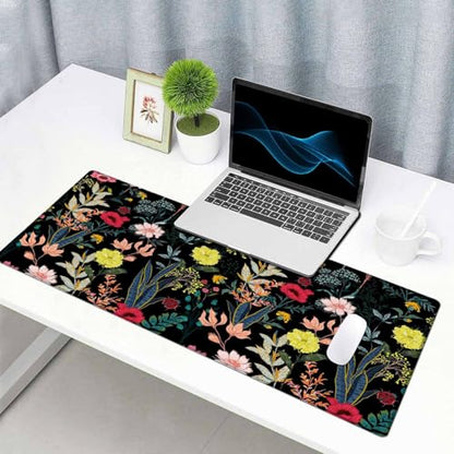 Large Gaming Mouse Pad with Stitched Edges, Blooming Flower Desk Mat, Extended XL Keyboard Pad, Non-Slip Rubber Base Desk Pad for Keyboard and Mouse, 31.5X15.7 inch - color: Blooming Flower, size: 31.5L x 15.7W inches