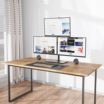 WALI Triple Monitor Stand, Height Adjustable Free-Standing Monitor Desk Mount, fits 3 Computer Screens up to 27 Inch, Holds up to 22lbs per Arm (GMF003) - size: Triple, style: Glass Free Stand