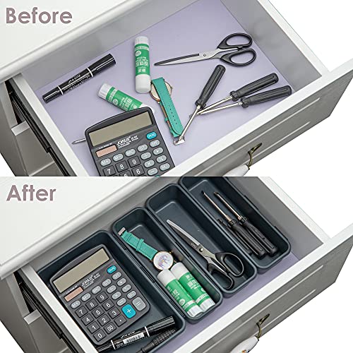 Gonice 13 PCS Drawer Organizer Tray, Interlocking Office Desk Drawer Storage, Black Plastic Organizer Bins for Office Supplies and Tools, Desk Drawer Organizer for Bathroom and Kitchen - size: 13 PCS black