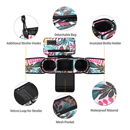 Momcozy Universal Stroller Organizer, 2 Insulated Cup Holders, Removable Zip Pocket, Adjustable Straps, Large Capacity Baby Essentials Compact Design, Fits Any Stroller (Multicolor) - color: Multicolor
