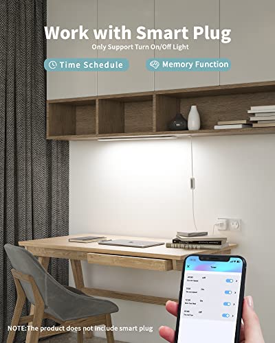 ASOKO Under Desk Light, 16Inch Dimmable LED Under Cabinet Lighting, USB Plug in Cabinet Light for Kitchen/Shelf/Workbench/Cupboard, 3000K/4000K/6000K - size: 16 Inch